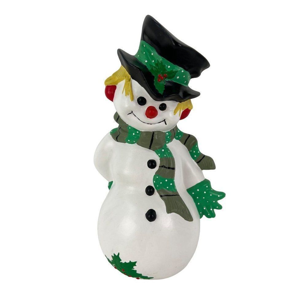 VTG Hand Painted Ceramic 11" Snowman Byron Molds Frosty Christmas Candycane